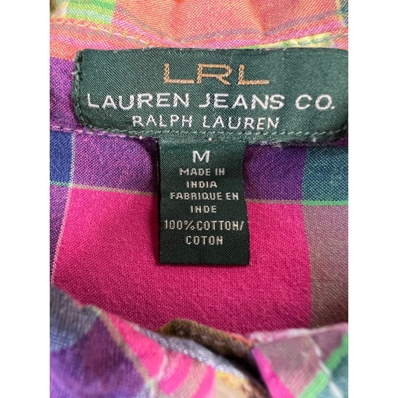 Lauren Ralph Lauren Shirt Womens Medium Pink Plaid Cotton Button Up Long Sleeve* - Picture 6 of 7